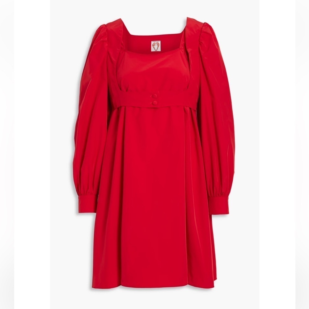 SHRIMPS Ruby layered taffeta mini dress Scarlet Puff Sleeve baby doll UK 8 US 4